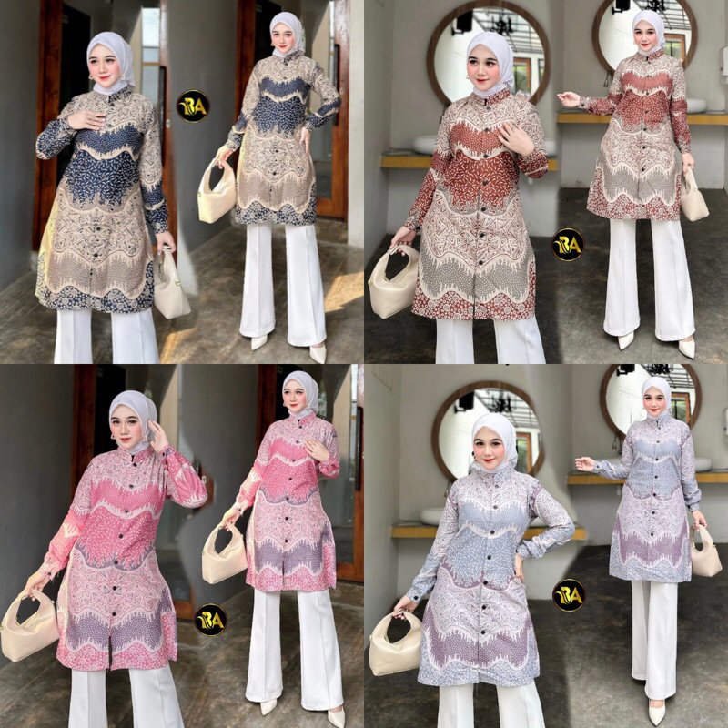 Tunik Batik Atasan baju Batik Modern Tunik Kancing Depan(Busui)