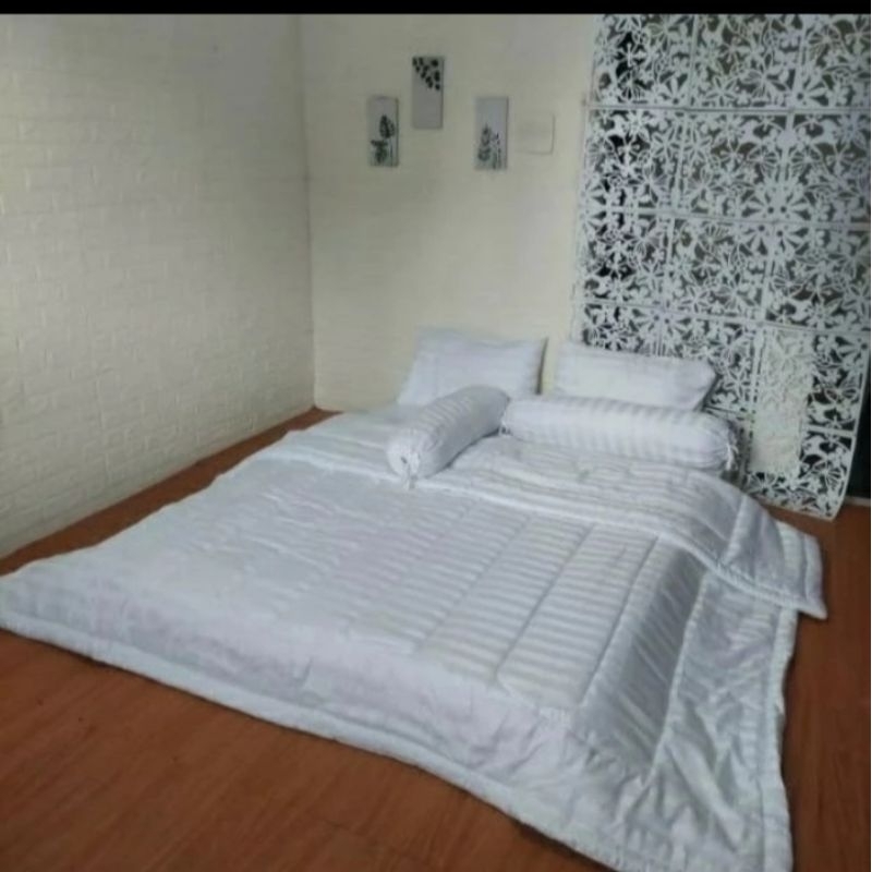 sprei set salur putih size 90x200 100x200 120x200
