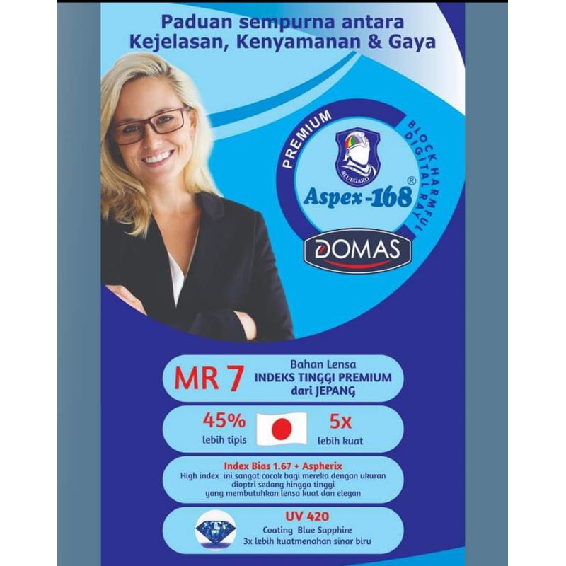 LENSA INDEX 1.67 LENSA LEBIH TIPIS BLURAY BLUGARD DOMAS ORI ANTI SINAR BIRU GADGET