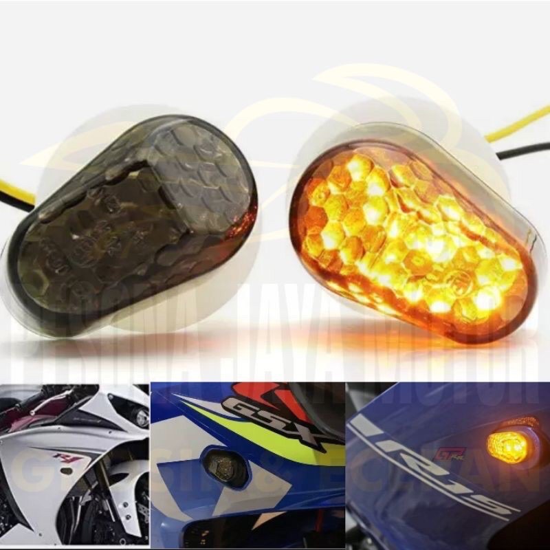 Lampu Sen Tempel Model Diamond Mini Universal Pnp untuk Motor Vario 125/150 Led New / R15 / R25 / GS