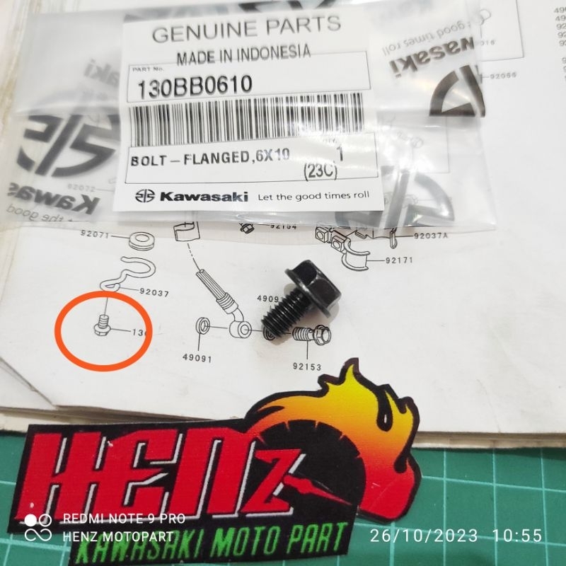 baut klem selang rem depan segitiga bawah Kawasaki ninja r rr ss