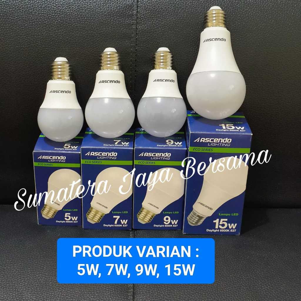 ASCENDO Lampu bohlam LED 5W 7W 9W 15W Putih