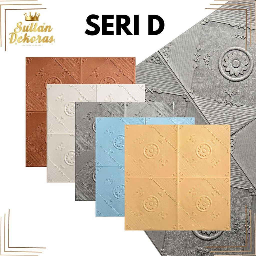 COD Wallpaper Foam [SERI D] 4MM Wallpaper Dinding 3D Emboss Motif Batik Wajik