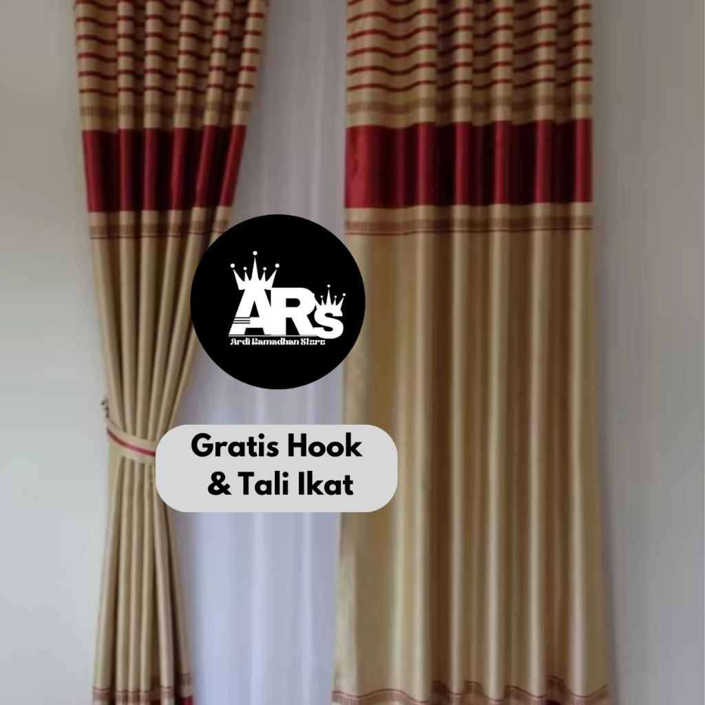 GORDEN JENDELA PINTU SMOKRING 12 ring ring Minimalis- Emboss garis garis Promo Murah-Gordeng jendela