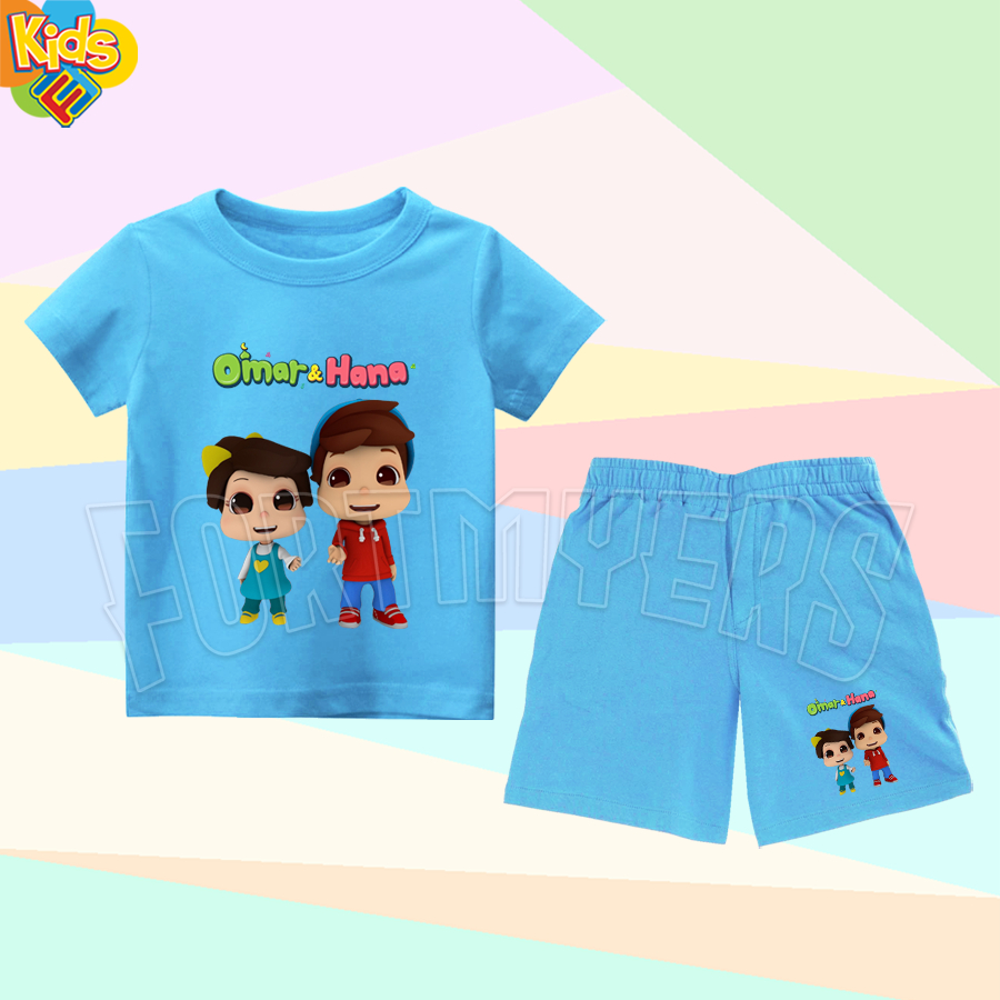 SETELAN ANAK OMAR DAN HANA ONE SET ANAK SETELAN KAOS CELANA PENDEK ANAK