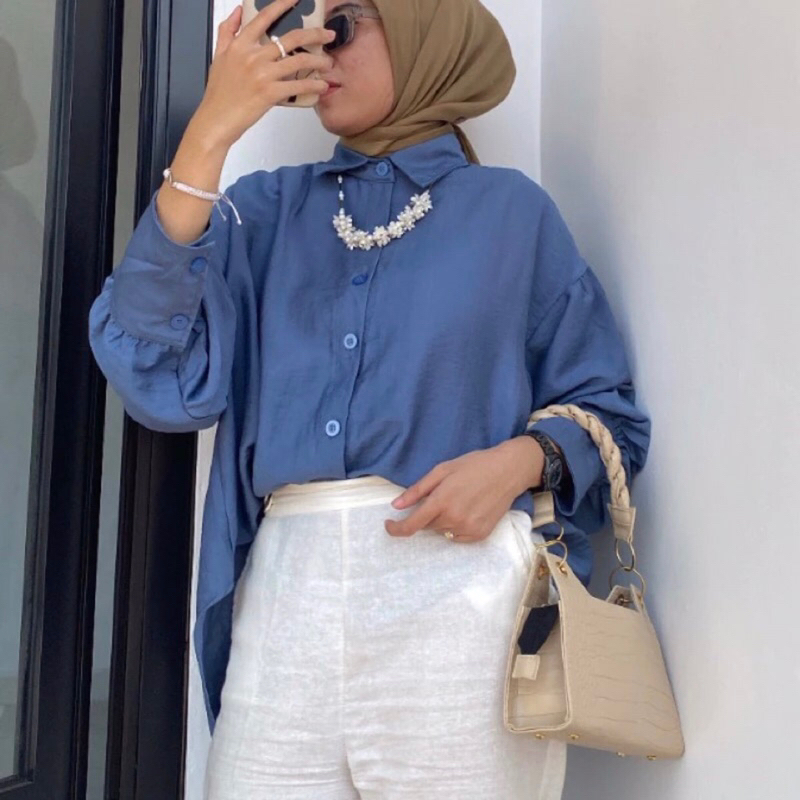 BLOUSE KEMEJA POLOS SIMPLE - ATASAN KEMEJA KERJA HIJAB