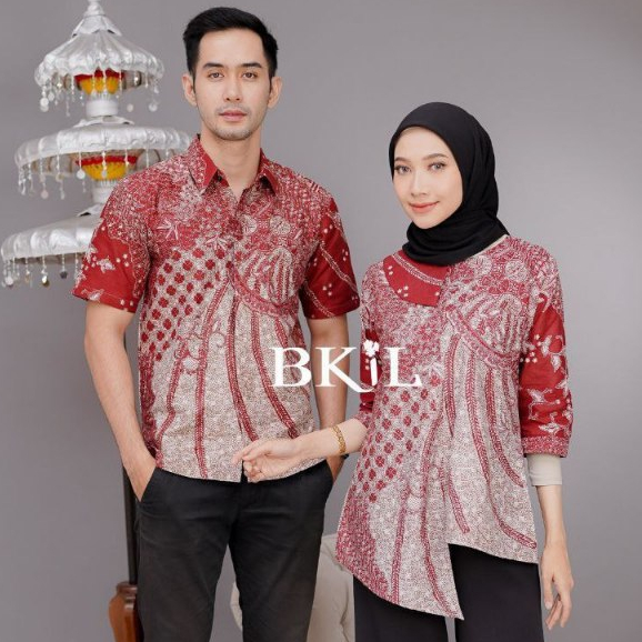 Maura Couple - Sania Ruffle Batik Couple Jlamprang Merah Maroon