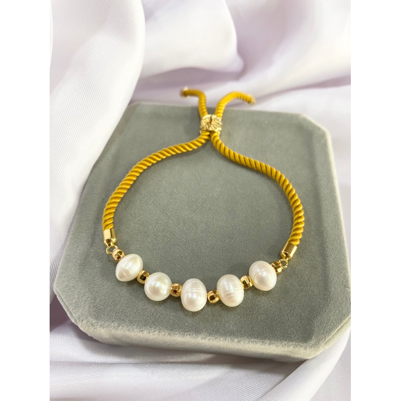 Gelang tali serut mutiara air tawar asli lombok