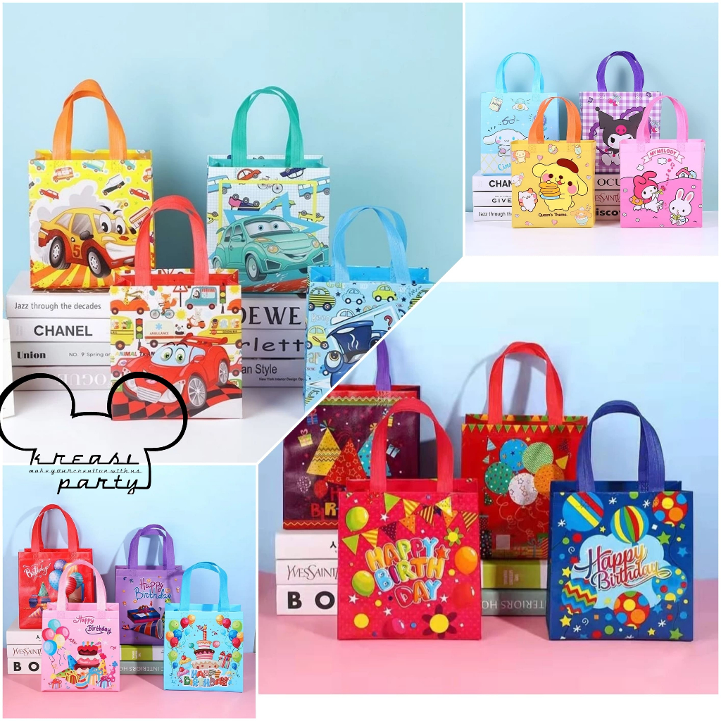 

Tas Souvenir Ulang Tahun Anak / Godie Bag Ultah Anak Karakter Anak / Tas Ultah Anak