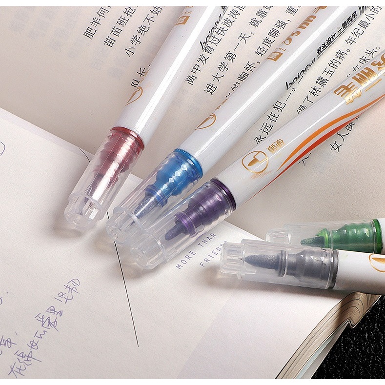 

#DS049 Metalik Pen Double Tip 10 Warna / Metal Marker Spidol Metalik / Pulpen Dekor Kaligrafi / Pena Pelajar Dekorasi Seni Melukis