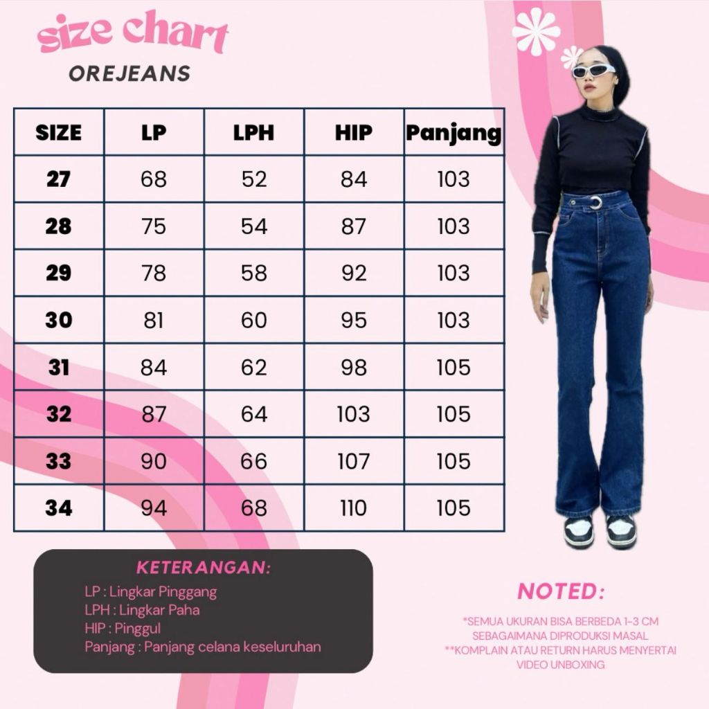 ORE - CP 016.2 Cutbray Jeans Belt Highwaist Strech Vintage Retro Wanita Dark