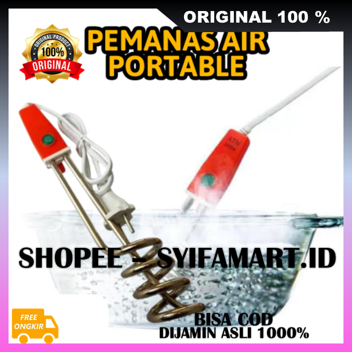 Pemanas Air Portable Elemen Pemanas Air Celup Pemanas Air Listrik 1000 Watt 100% ORIGINAL