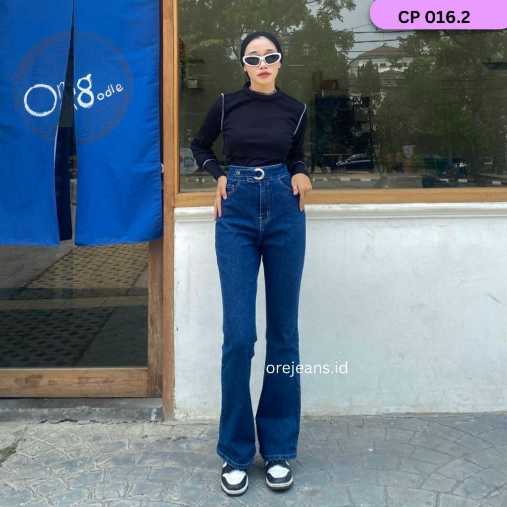 ORE - CP 016.2 Cutbray Jeans Belt Highwaist Strech Vintage Retro Wanita Dark