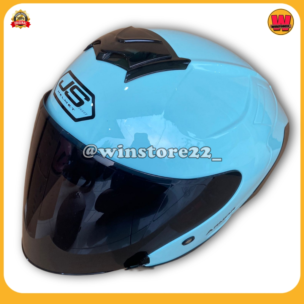 Helm Sepeda Motor Half Face Js Yakuza Armor Solid Standar & Paket Ganteng Gratis Spoiler Helem Pria 