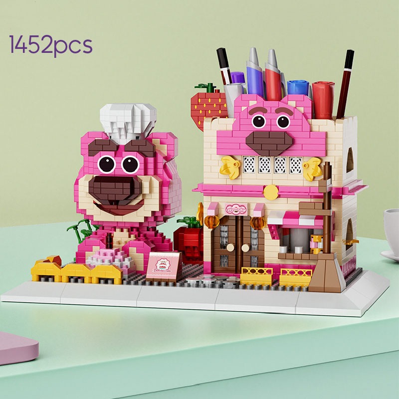 Mainan Balok Pen Holder Seri Lotso Pikachu / Mainan Blok Balok Susun Nanoblock Building Bricks Tempat Pensil Kartun