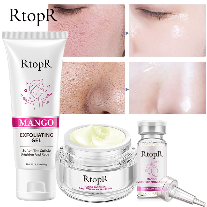 RtopR Paket Pelembab Wajah RtopR Skincare Set Mango Bright Moisturizing Liquid+Mango Exfoliating Cre
