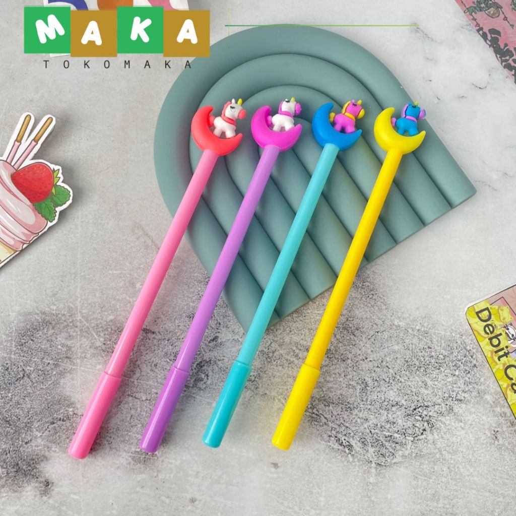 

pulpen gel unicorn bulan sabit PGK 1025 pen gel kuda poni pena unicorn bolpen perlengkapan alat tulis kantor sekolah