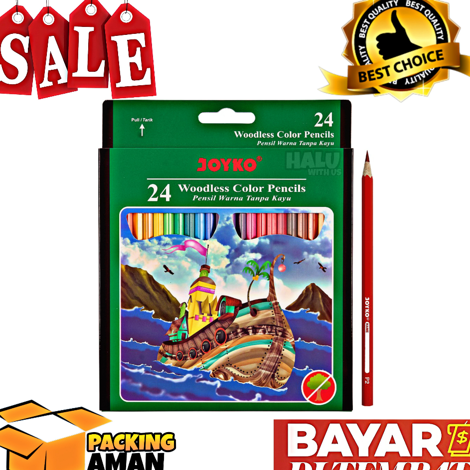 

Grosir (BISA COD) PROMO 1 Set Pensil Warna Joyko CP-104 24 Warna / Alat Mewarnai / Alat Menggambar