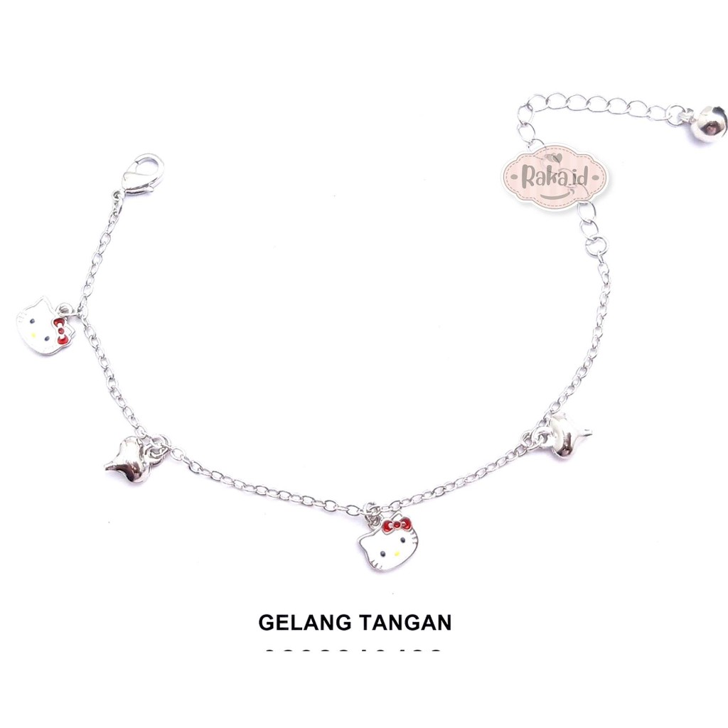 Gelang Tangan Wanita Dewasa Gelang Tangan Rantai Anti Karat Motif Kitty Pita Love 1359