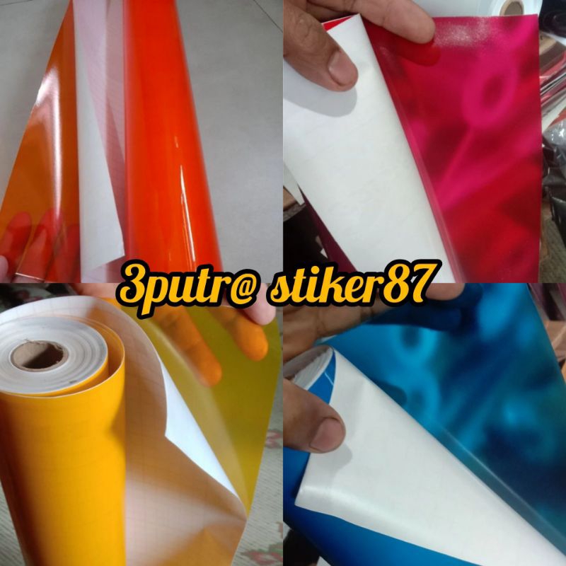 sticker skotlet motor pink transparan, biru transparan, orange transparan, kuning transparan
