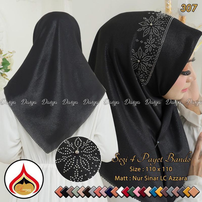 HIJAB PESTA PAYET BANDO GLOWING GLITER SINAR AZARA ORIGINAL IMPORT