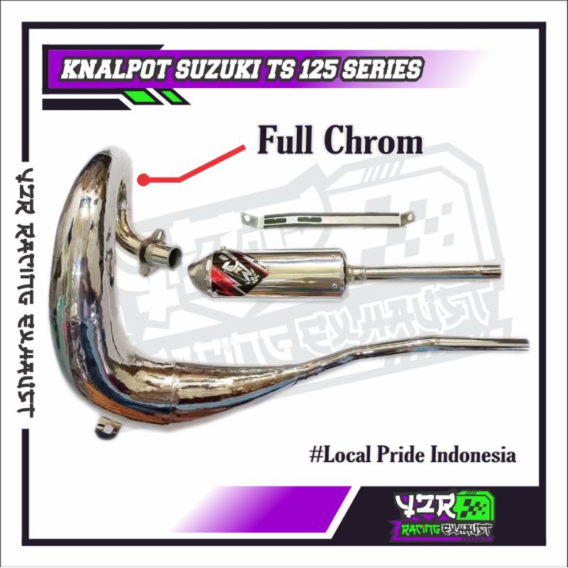 KNALPOT SUZUKI TS 125 FULL CHROM ORIGINAL DRY RACING EXHAUST