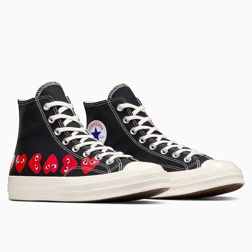 Converse x Comme des Garçons PLAY Chuck Taylor 70s Multi Heart High Top Black/Red/Egret - Original