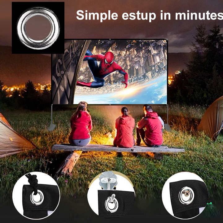 Produk Tripsky NEW Layar Dinding Proyektor Tahan Cahaya Layar Dinding Proyektor 100 Inch Roll