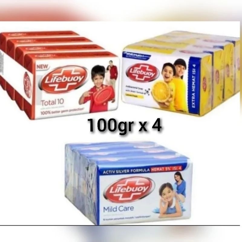 lifebuoy sabun batang 100g isi 4 ( Ukuran BESAR)