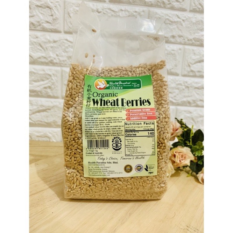 

Organic Wheat Berries (1 Kg) Biji Gandum - Health Paradise