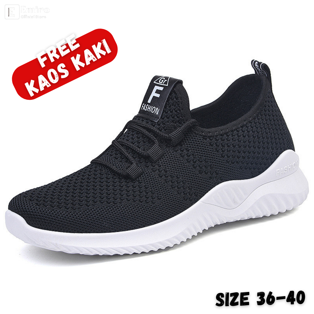 Sepatu Wanita Korea Sneakers Import Original 100% Warna Hitam Merah Muda Kasual Sekolah Kerja Santai
