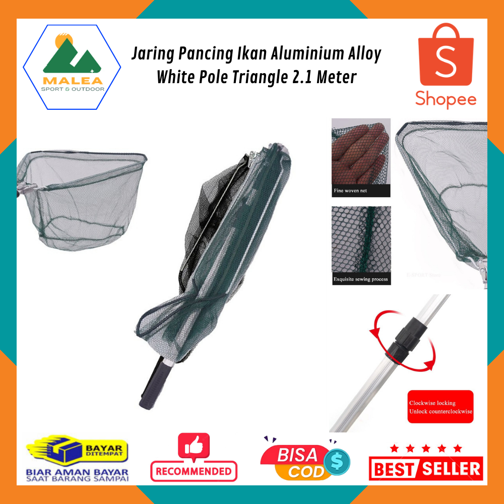Jaring Pancing Ikan Aluminium Alloy White Pole Triangle 2.1 Meter / Jaring Pancing Lipat Otomatis Se