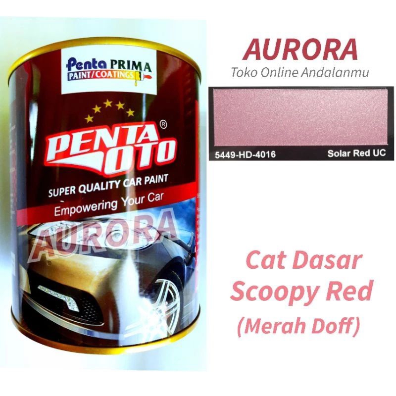 Cat PU Penta Oto Solar Red UC isi 1L 200ml / Cocok untuk Dasaran Merah Doff Honda Scoopy PCX Yamaha 