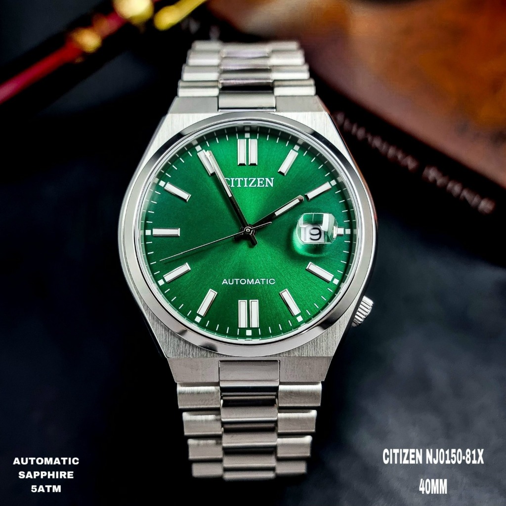 Jam Tangan Pria Citizen Mechanical NJ0150-81X Tsuyosa Automatic Dial Green Original