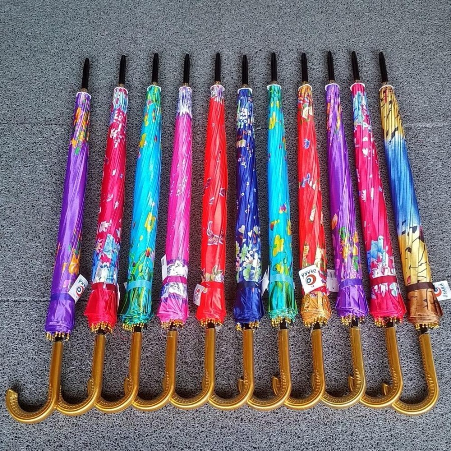 Payung Cantik satin 16 jari motif flower MOTIF BUNGA SATIN