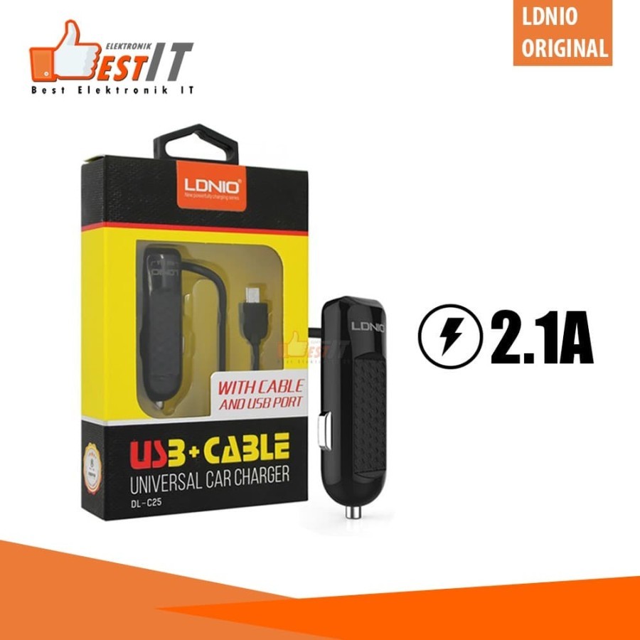 Car Charger LDNIO DLC25 Fast Charging (Charger Mobil Usb Micro LDNIO)