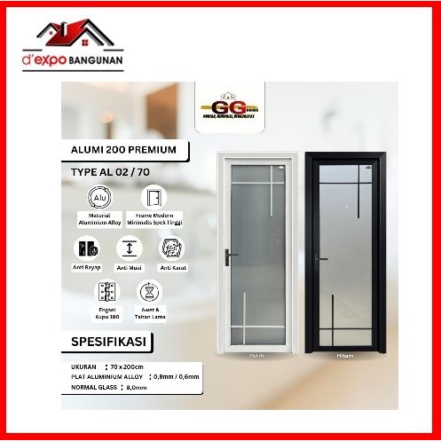 Pintu Aluminium AL-GG 70x200