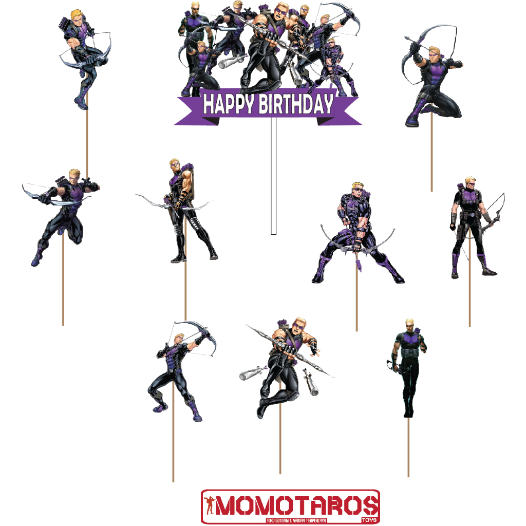 Topper cake Hawkeye solo Marvel isi 10 pcs