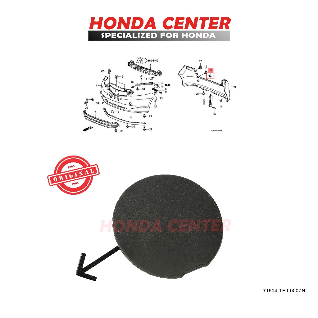 Cover Tutup Derek Towing Hook Bumper Bemper Belakang Mobil Honda Jazz Ge8 2008 2009 2010 2011