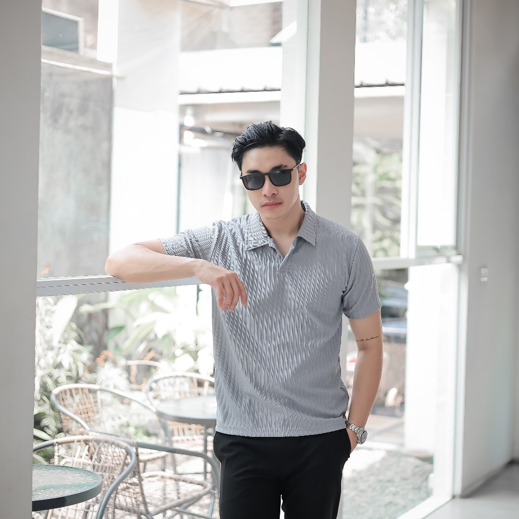 CREDO Kaos Polo Shirt Pria Kerah Knit Premium Ash Grey