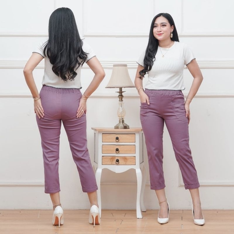Celana Katun Wanita Stretch 7/9 Baggy Pants Premium