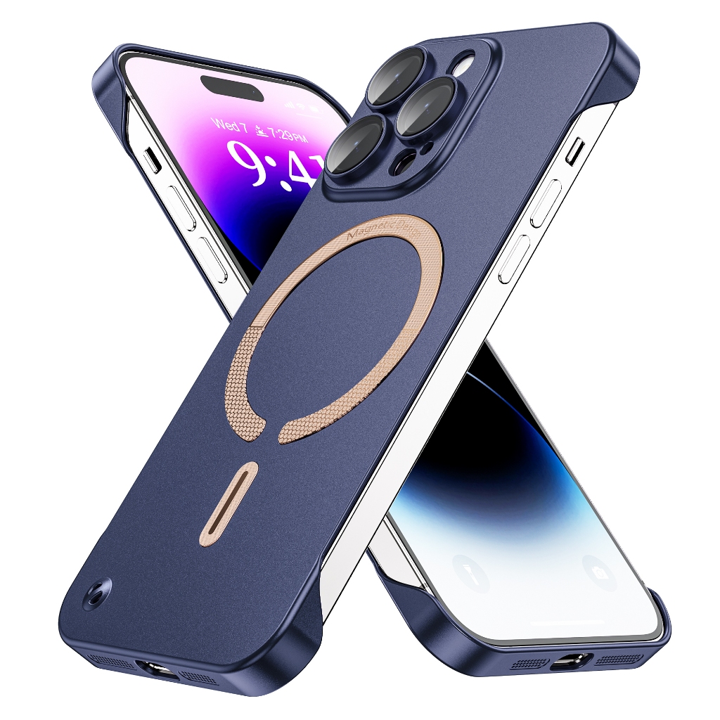 Wsken Magnetic Case for iphone 15/15pro/15plus/15promax Tanpa Bingkai Case