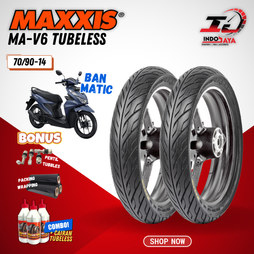 [BAYAR DI TEMPAT] MAXXIS MA-V6 TUBBLES 70 / 90 - 14 / BAN MAXXIS 70/90-14 / 70-90-14 TUBELESS BAN LU