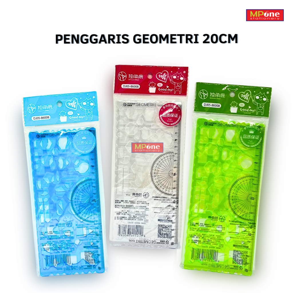 

Penggaris Geometri 20cm DJ05-86008 Mistar Penggaris bentuk isi 2pcs