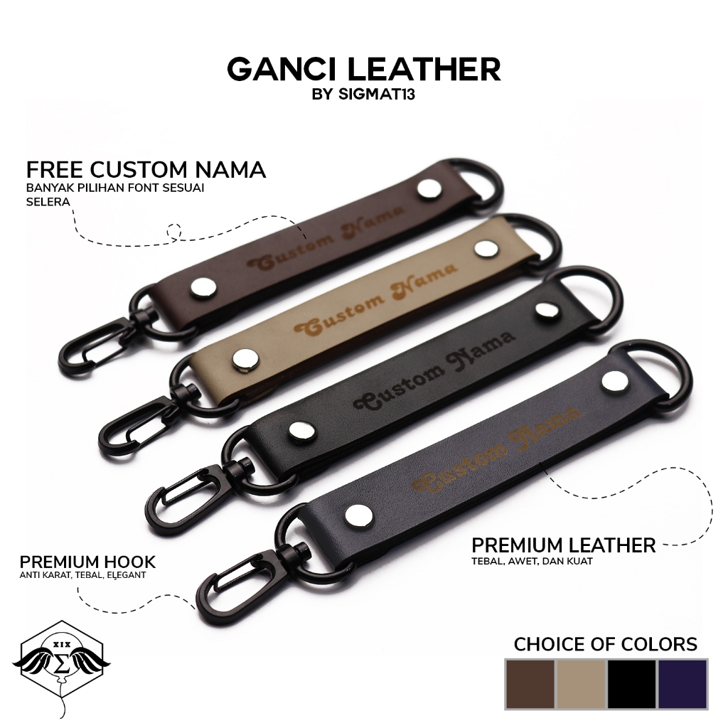 

ID KEYCHAIN LEATHER STANDARD - GANTUNGAN KUNCI KULIT CUSTOM NAMA UNTUK KUNCI MOTOR UKURAN 2CM