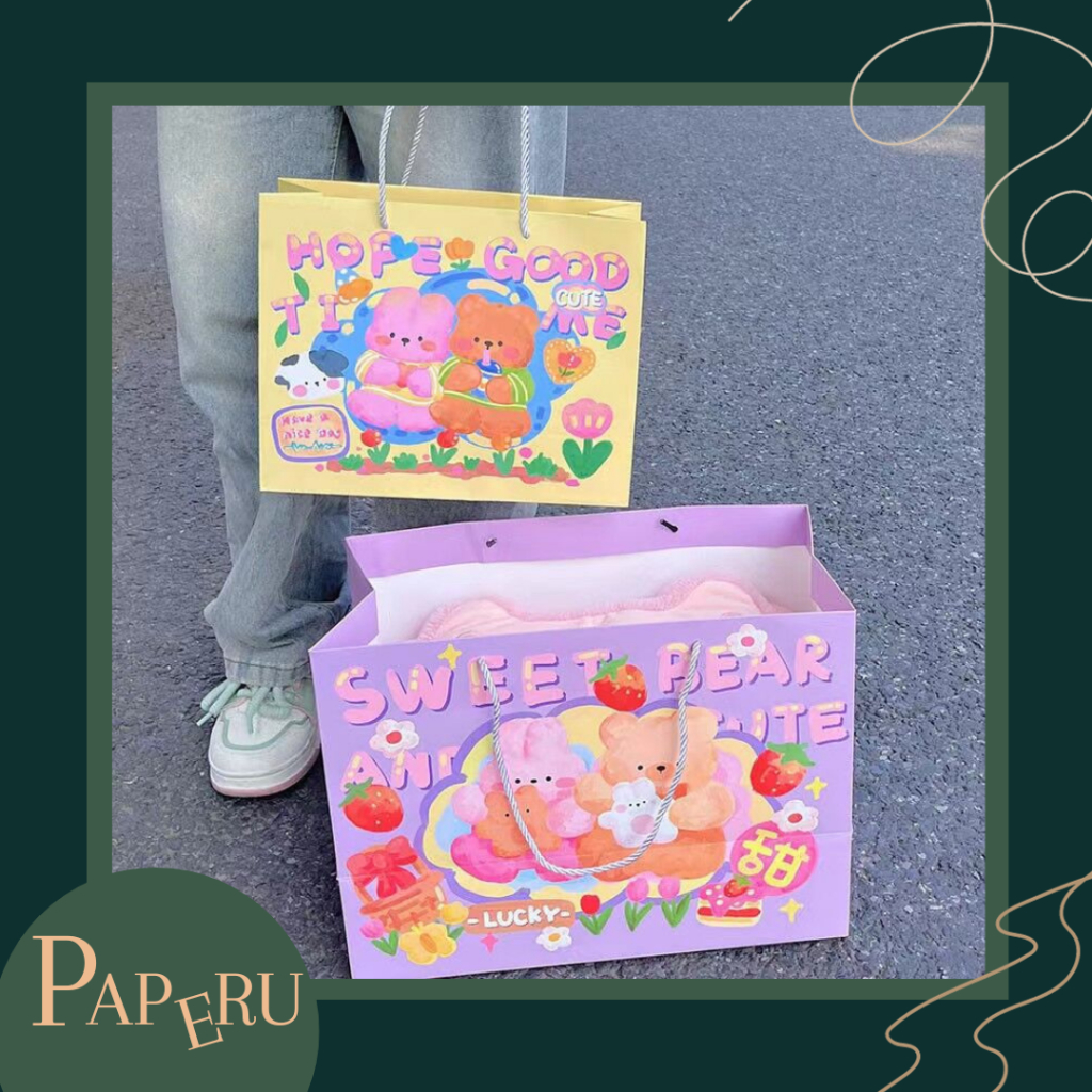 

[PAPERU] Twins Bear & Rabbit Paperbag Premium Quality Kantong Kado Kualitas Tinggi Gift Goodie Bag Hampers Anak