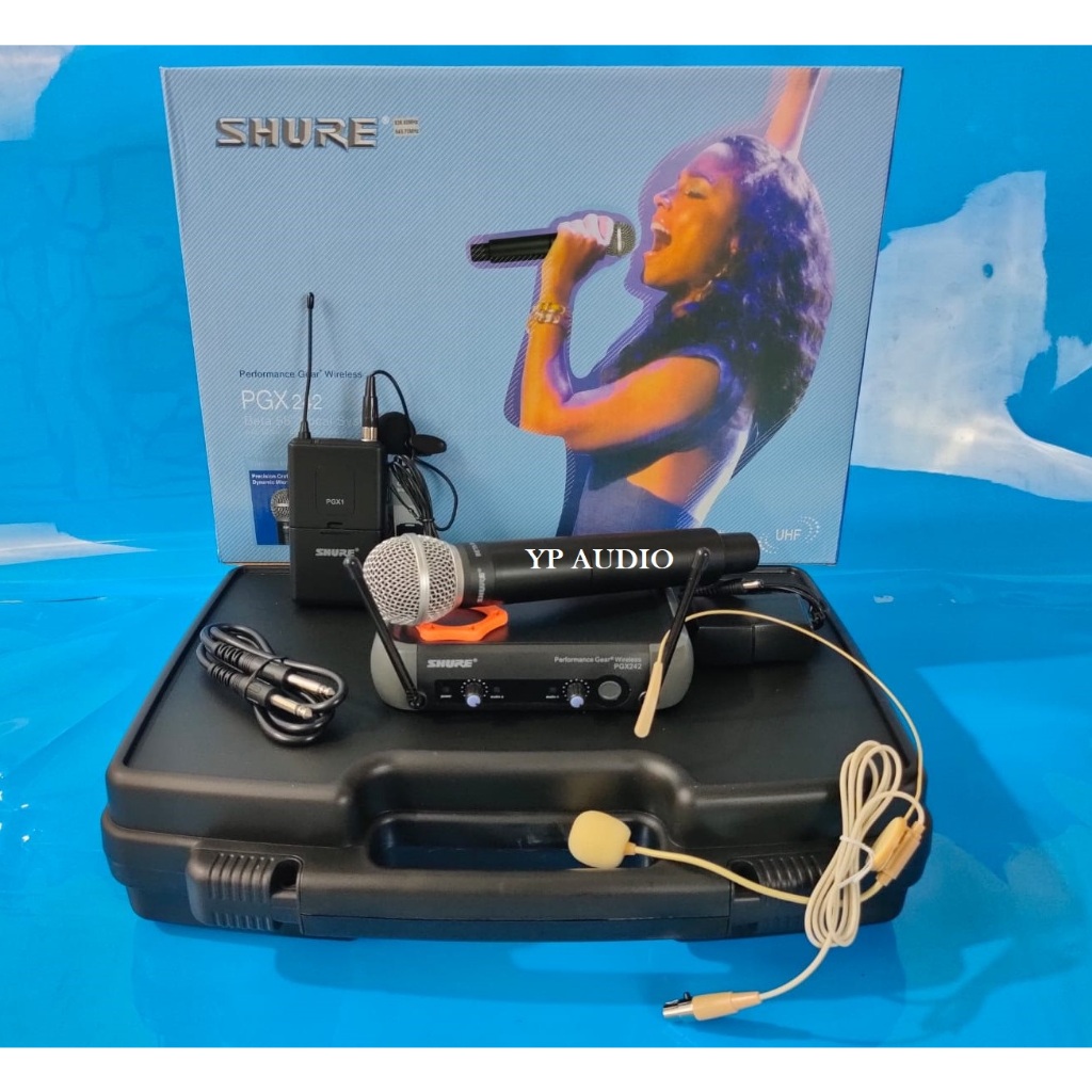 Mic wireless pgx242 shure PGX 242 HC ( pegang + clip on + headset )