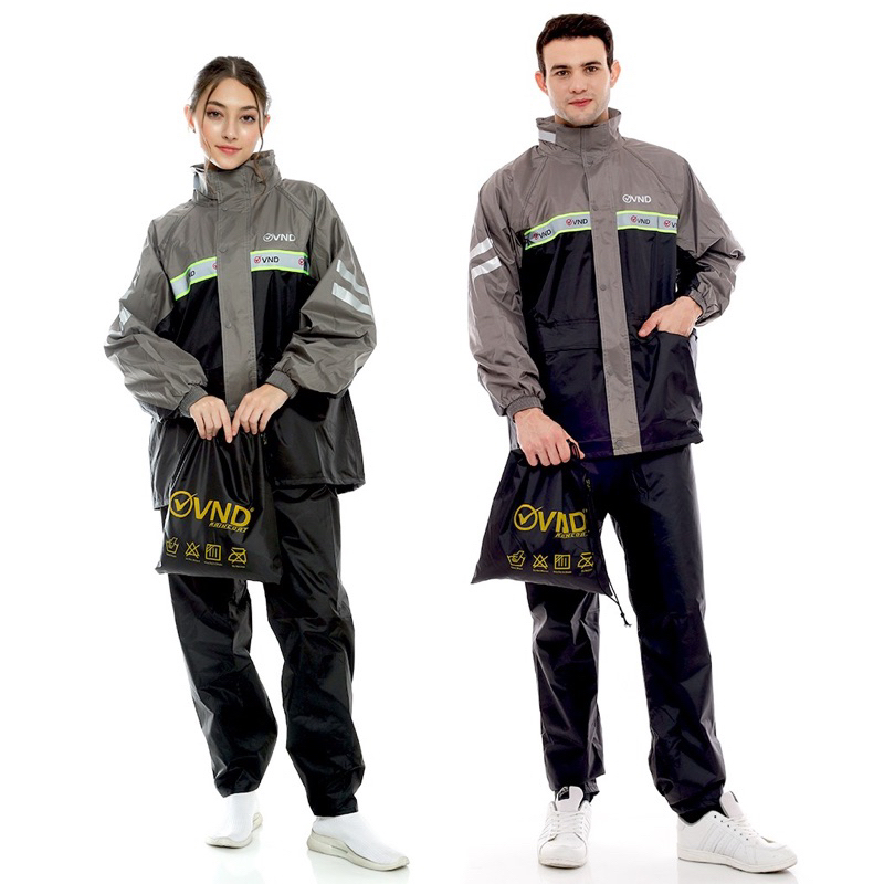 Jas hujan VND Jas Hujan Stelan Taslan AK 55 - BLACK/ GREY