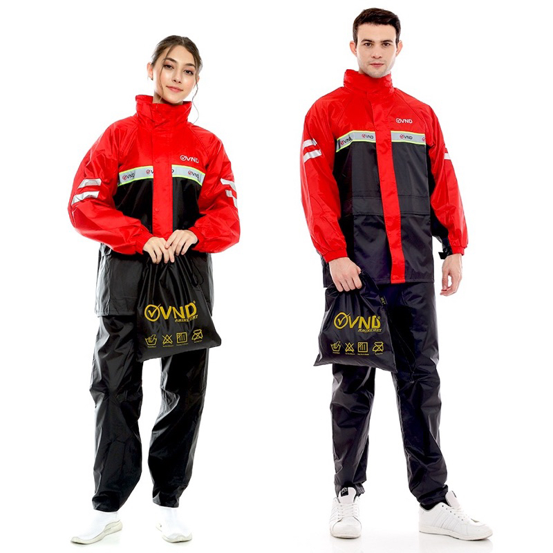 Jas hujan VND Jas Hujan Stelan Taslan AK 55 - BLACK/ RED