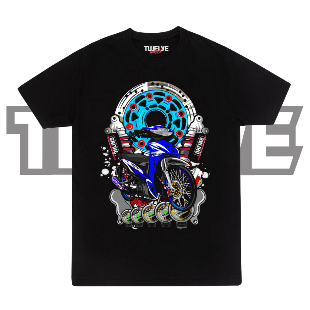 HONDA REVO 110 / WAVE 110 | Black Reguler T Shirt | Kaos Motor Bikers | Atasan Pria Wanita | Baju Ce